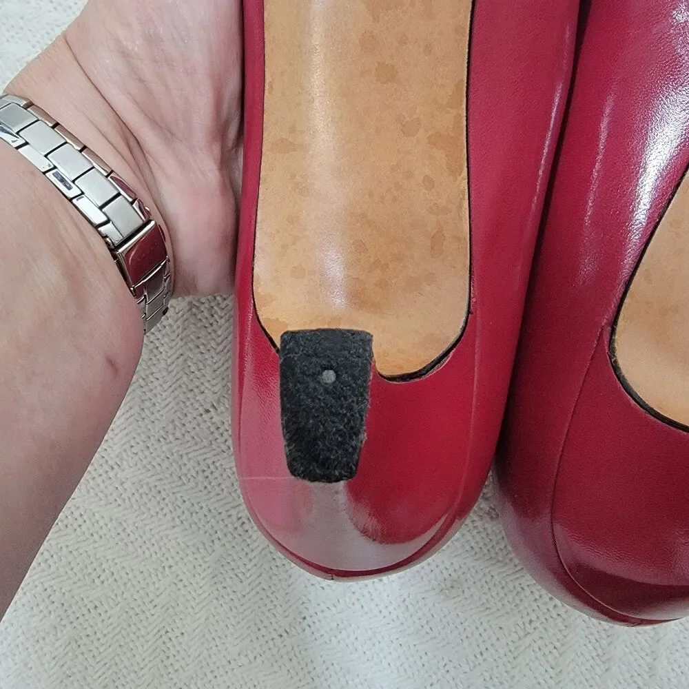Vintage Evan Picone Red‎ Leather Pumps Made In Spain Size 10